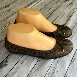 The Flexx brown shimmer leather slip on comfort ballet flats